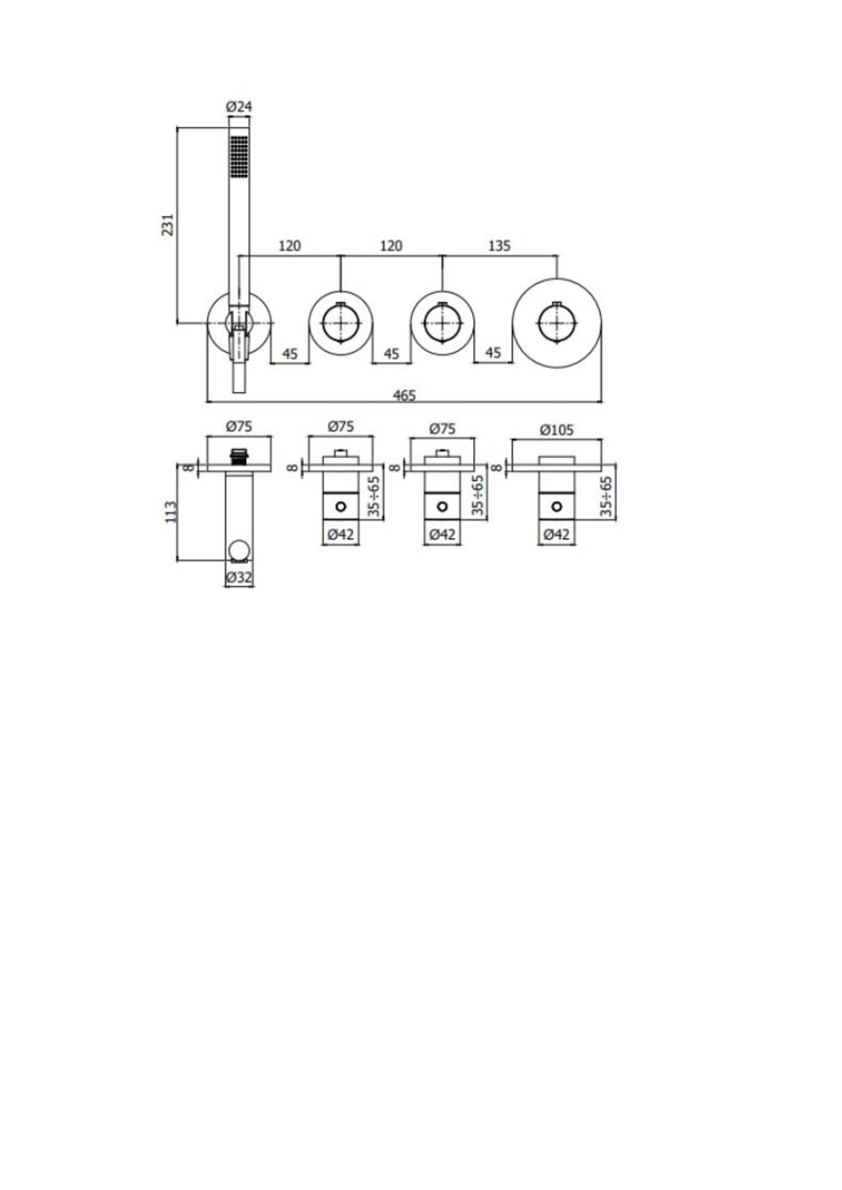 Смеситель для душа Paffoni Modular Box MDE000CR термостат (внешняя часть)