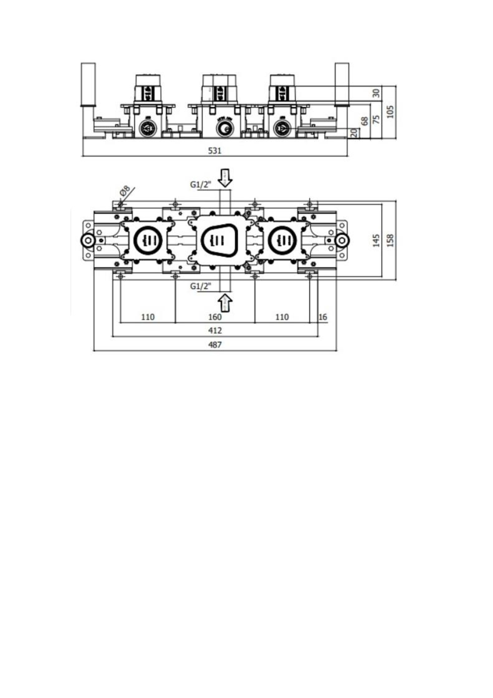 Система скрытого  монтажа MDBOX001 для термостатического смесителя для душа