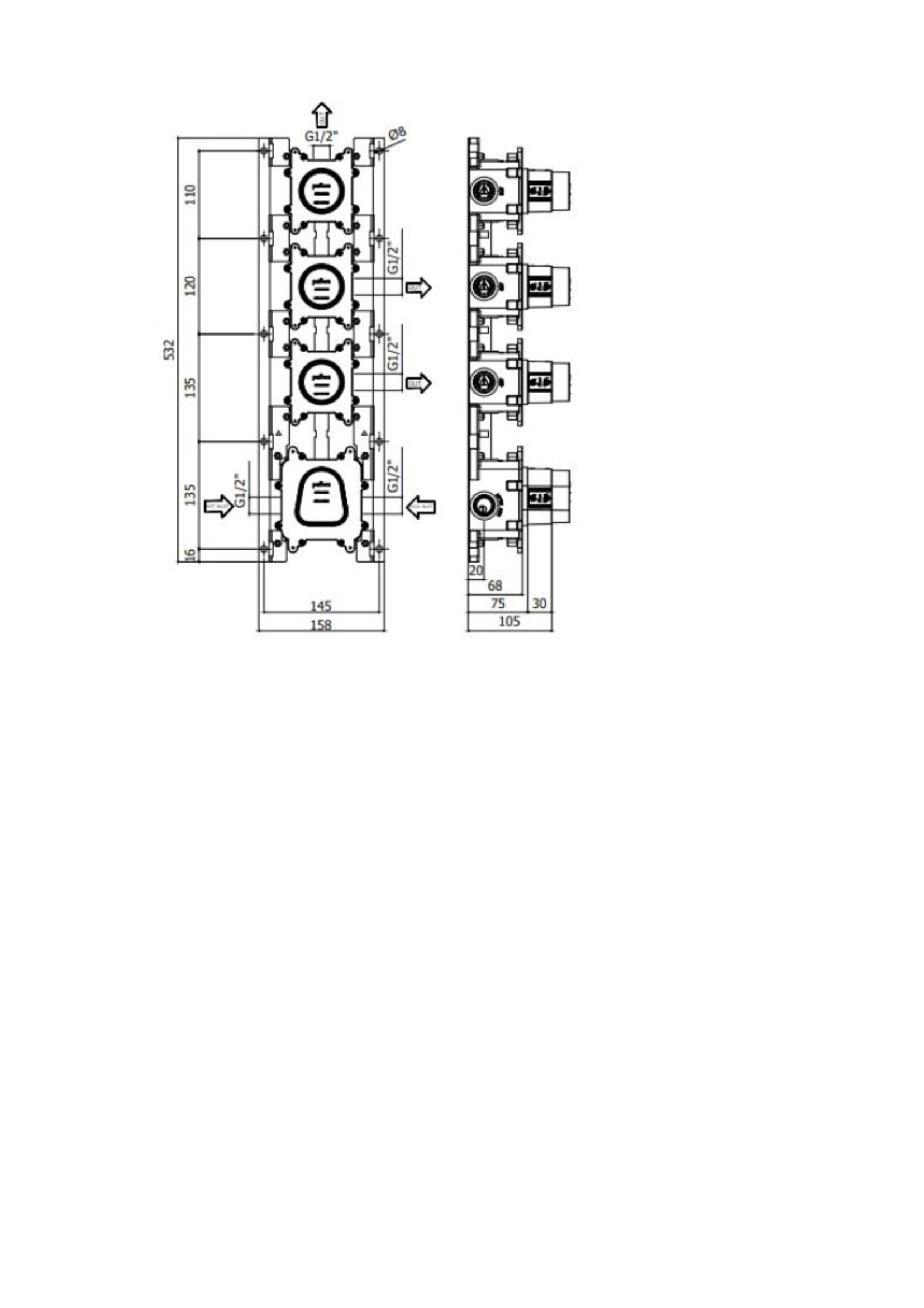 Система скрытого  монтажа MDBOX019 для термостатического смесителя