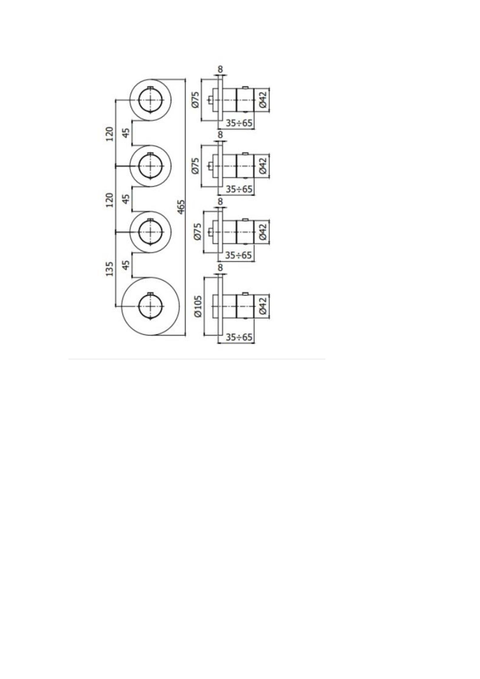 Смеситель для душа Paffoni Modular Box MDE019CR термостат (внешняя часть)